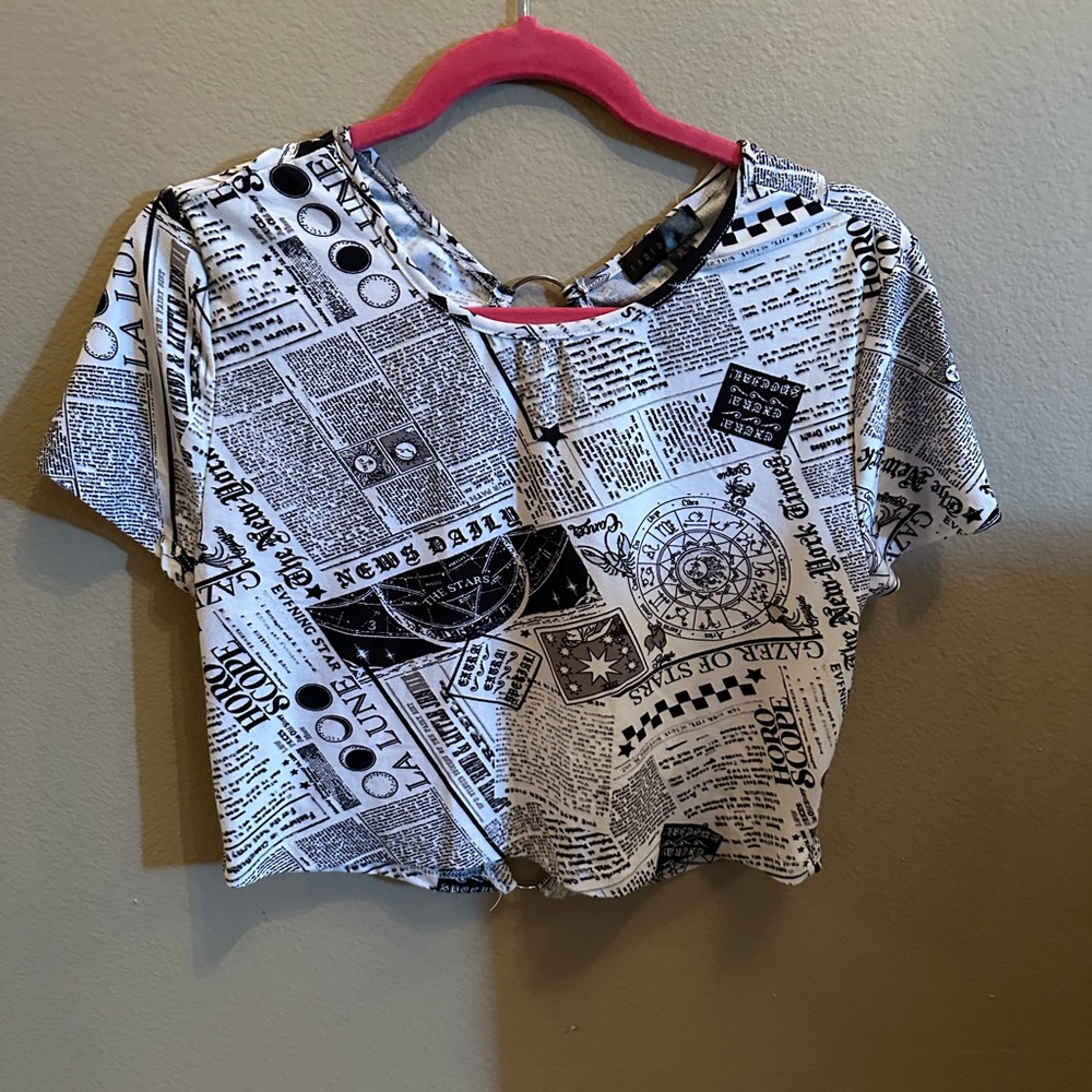 Newspaper Print Crop Top